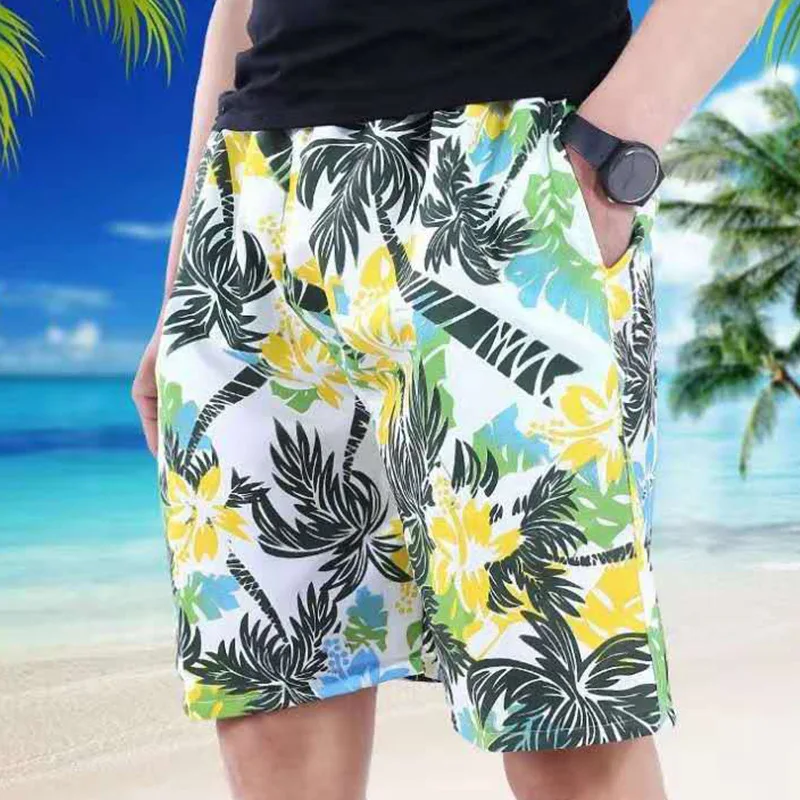 

New Spring and Summer Swim Shorts Plus Size for Men Flower Printed Beach Shorts Blue Borad Shorts Gym Pants Swimming Surfing