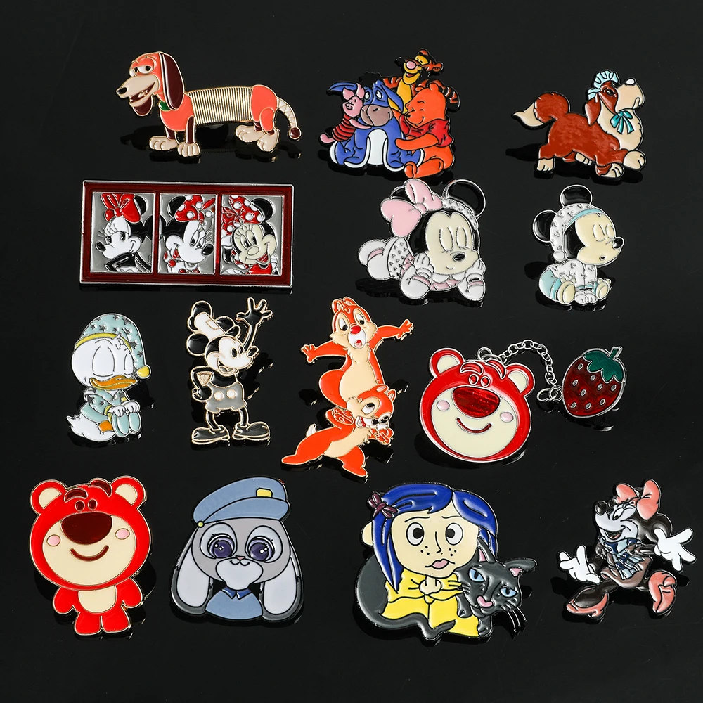 

Cartoon Anime Mickey Mouse Metal Enamel Brooch Q Version Minnie Pooh Bear Judy Hopps Lapel Pin for Women Accessories Toy Gift