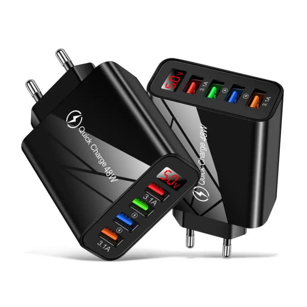 

Fast Charging Wall Charger Portable Travel Charging Plug Adapter 4usb 4usb Phone Charger Display Charger Phone Accessories