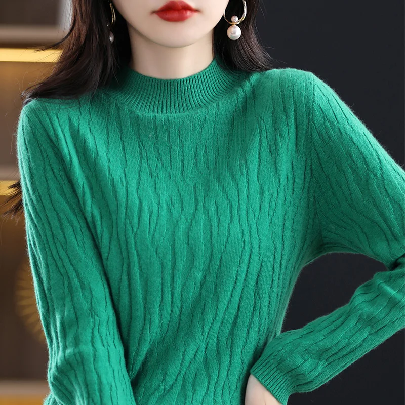 Elegant Semi-High Collar Bottoming Women's Autumn And Winter Temperament Wear Thin Sweater New Slim Fit Allmatch Knitted Sweater