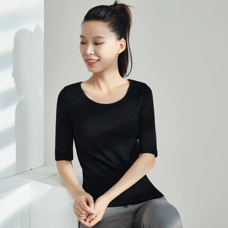Женские рубашки с круглым вырезом однотонная женская одежда хлопковые футболки