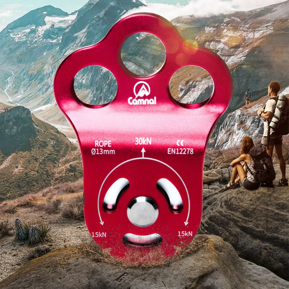 

High Altitud Traverse Hauling Gear Fixed Sideplate Single Sheave Pulley Outdoor Survival Tool three-hole single pulley