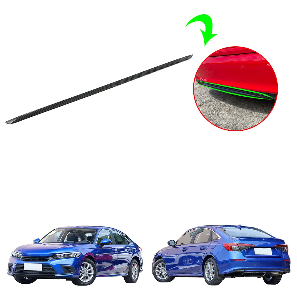 

ABS Imitate Carbon Black Car Exterior Accessories Rear Trunk Bumper Molding Streamer Bar Trim For Honda Civic 2022