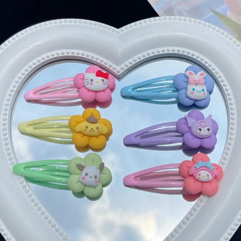 

Kawaii Sanrios Hair Card Hellokittys Cinnamoroll Pachacco Cartoon Cute Flower Bb Clip Anime Sweet Hair Accessories Girl Gift