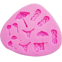 1pc baking tools summer beach themed 10 cavity fondant cake silicone mold for chocolate 3d cake decorating mold