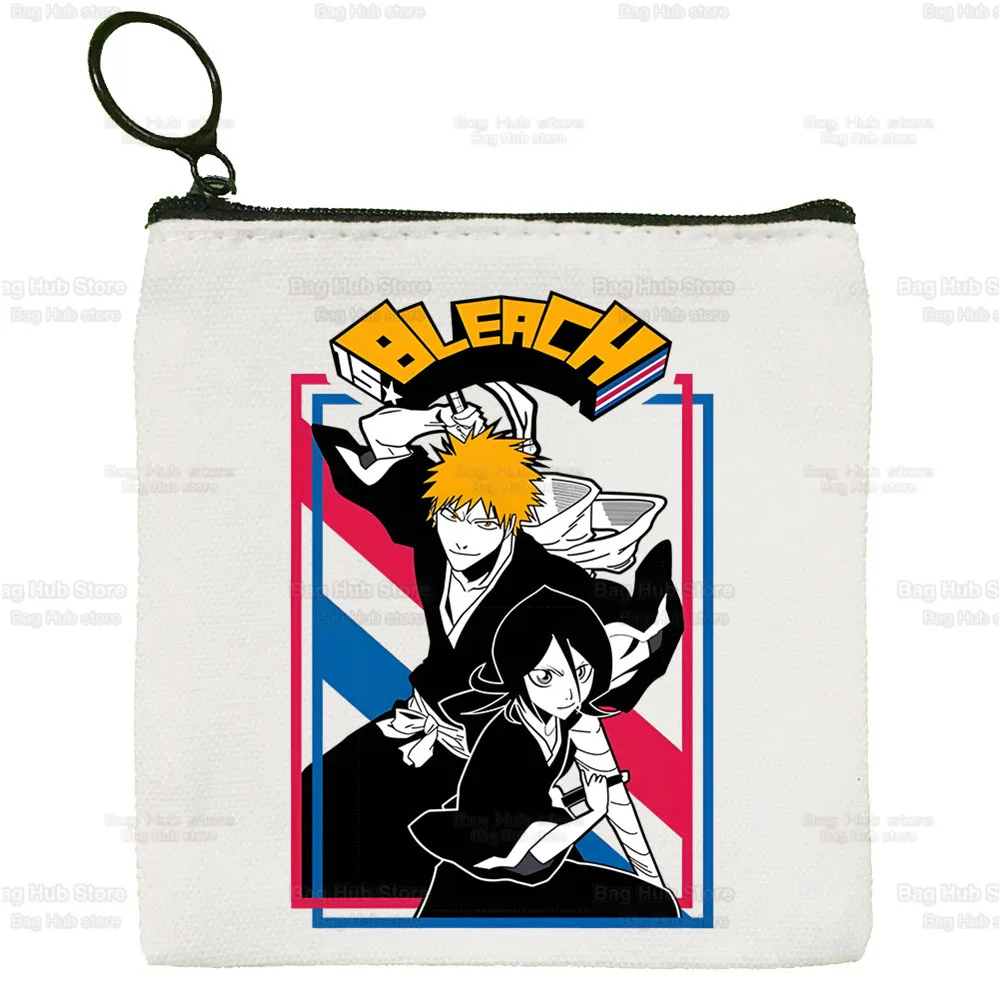 Bleach Canvas Coin Purse Canvas Bag Kurosaki Ichigo Small Key Bag Storage Bag Japanese Anime Card Bag Cartoon Coin Bag