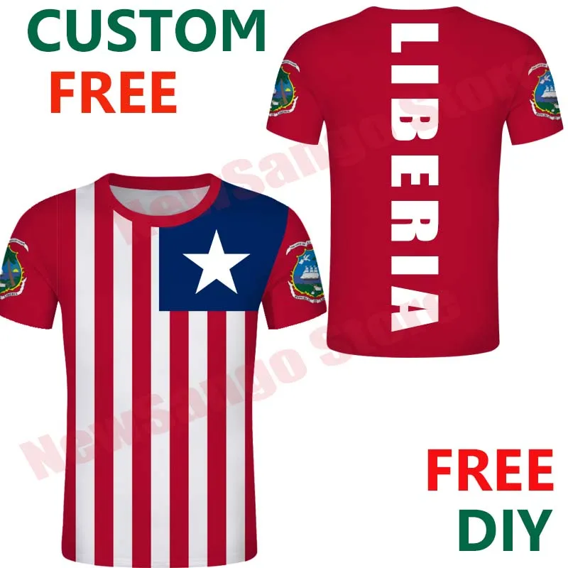 

Liberia T Shirt DIY Free Custom T Shirt Men's Personal T Shirts Flag Emblem Made Name Logo Number Design Clothing