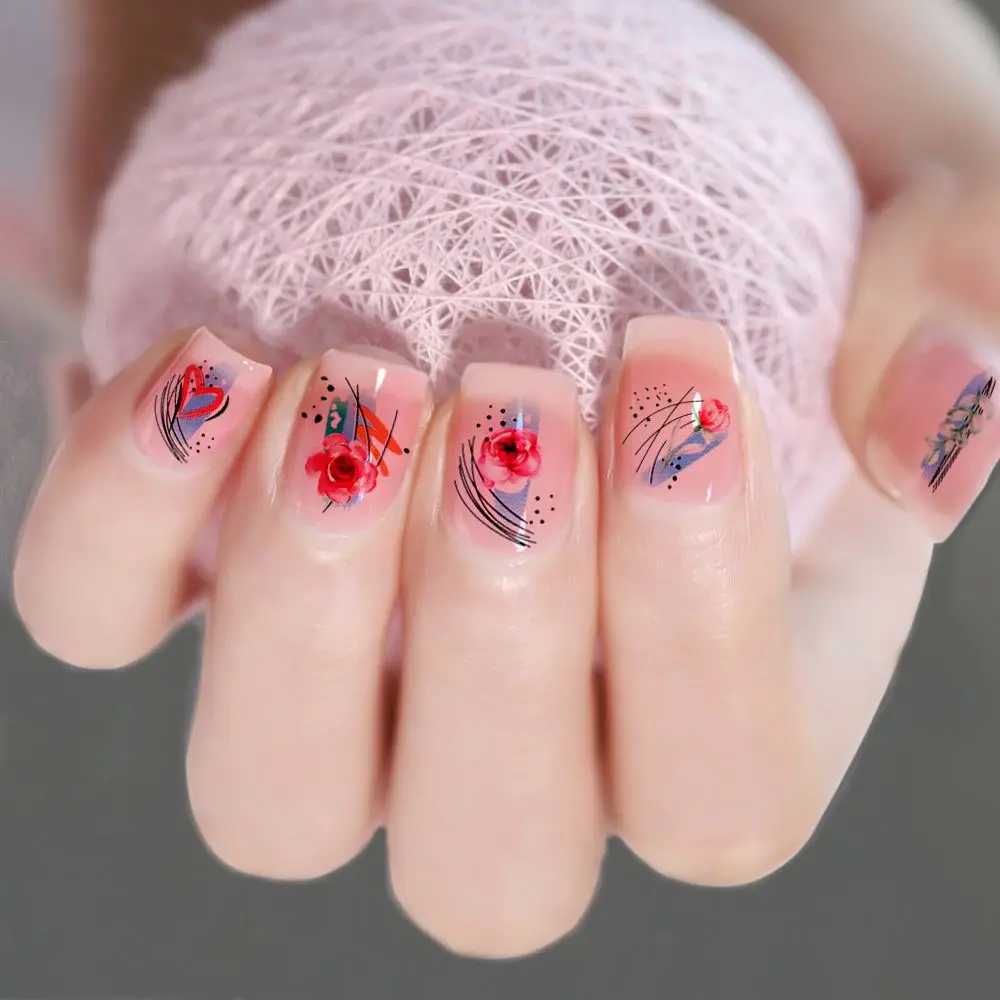 

3D Stickers Letter Line Rose Flowers Adhesive Manicure Waterproof Shining Decals Nail Art Decoration Nail Sticker Accessories