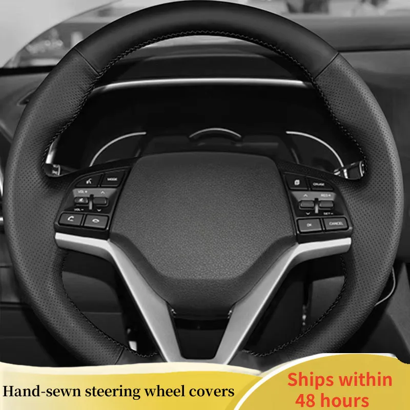 

Индивидуальный чехол на руль автомобиля для Hyundai Tucson 3 2015-2019 Funda Volante DIY из натуральной кожи с оплеткой на руль