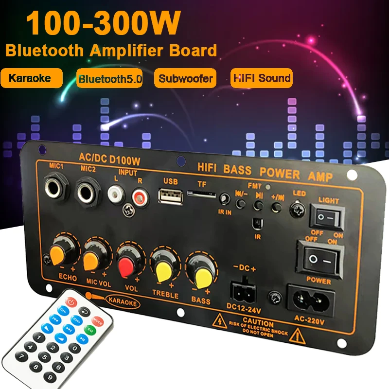 

100-300W Car Bluetooth Audio Amplifier Board Karaoke Audio Speaker Subwoofer Bass Hifi Amplificador Board D10 D20 D100