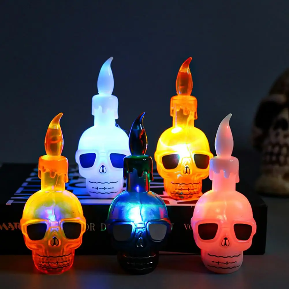 

Halloween Skull Lamp Realistic Flameless Battery-Operated Skeleton Head Fake Candle Lamp Party Decoration