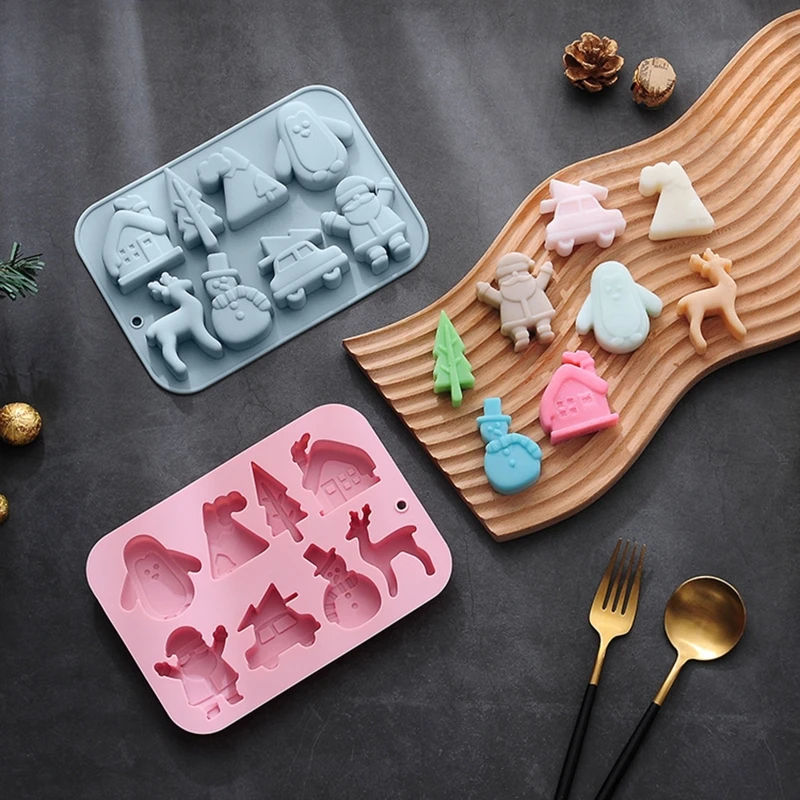 

8 Holes Silicone Mousse Moulds Christmas Themed Silicone Pudding Molds Chocolate Mold Baking Accessories for Baking Cake