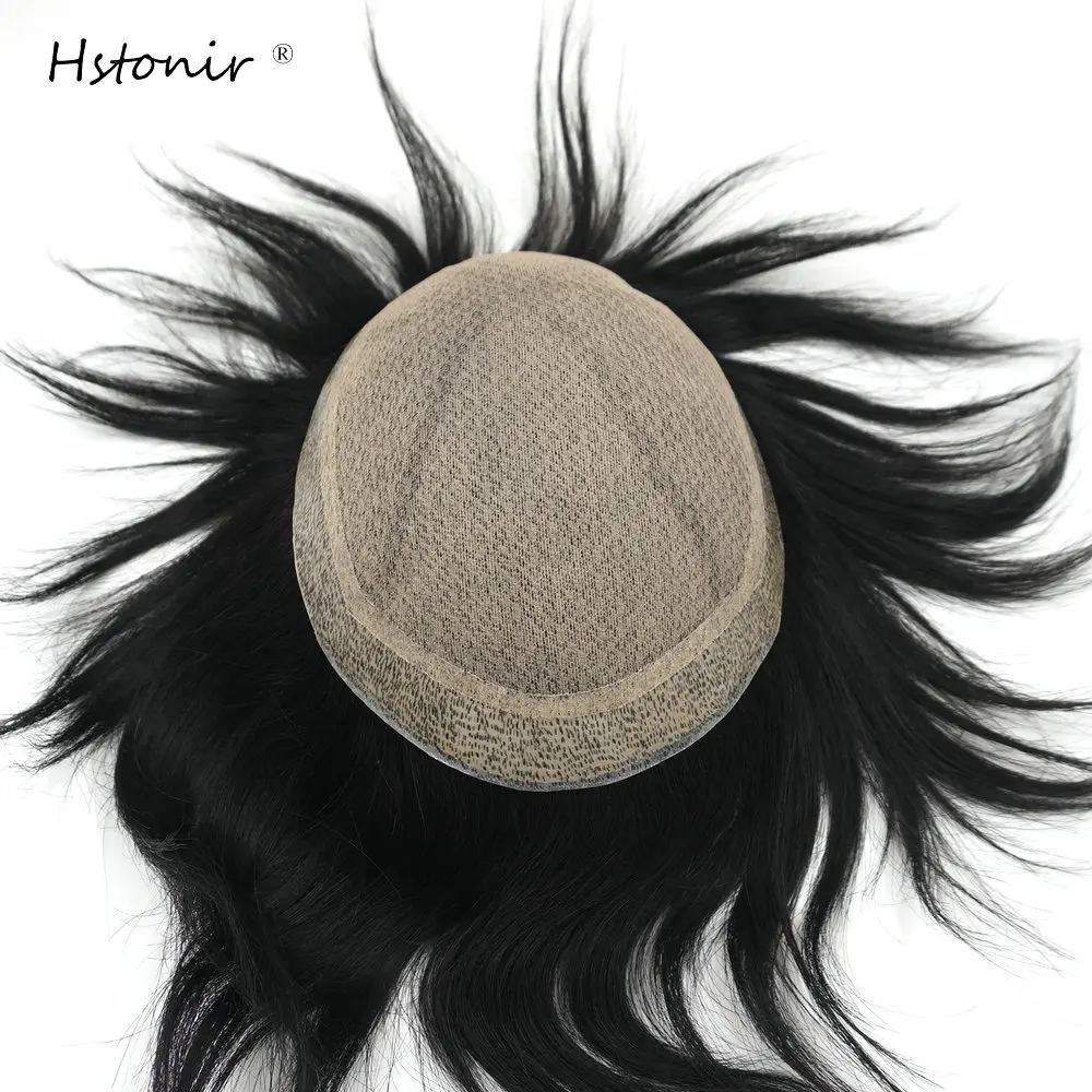 Hstonir Chinese Remy Hair System Men Part Wig Toupee Human Hair Silk Center With Injection Pu Coated Replacement H054