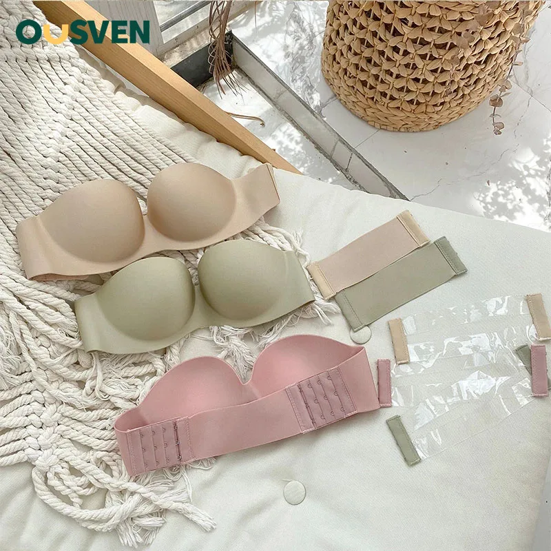 

OUSVEN Invisible Sexy Bralette Strapless Push Up Bra Soft and Comfortable Wireless Lingerie Seamless Underwear Cup ABCD