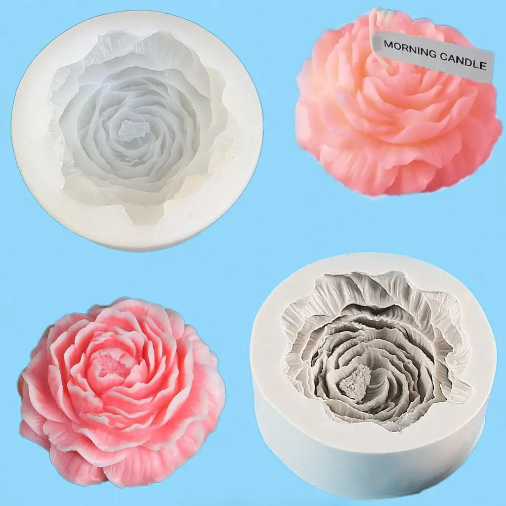 

3d Peony Mold Handmade Diy Flower Mold Scented Candle Gypsum Soap Making Mold Valentine's Day Cake Decorating Tool Silicone