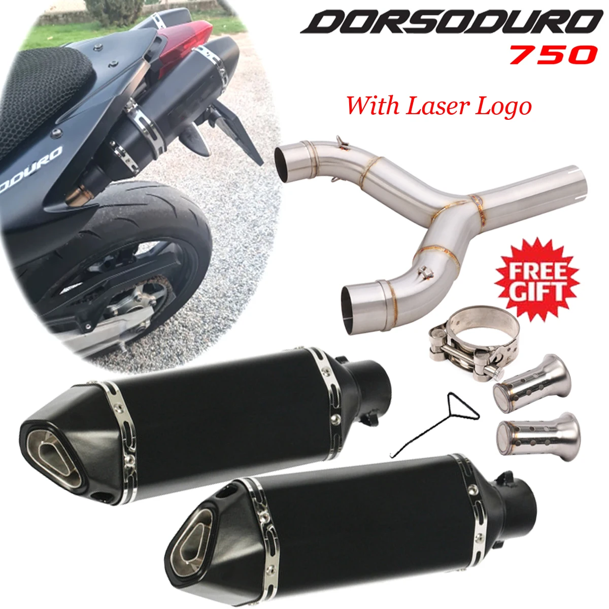 

Motorcycle Exhaust Mid LInk Pipe With Muffler For Aprilia Dorsoduro 750 2008-2016 SMV750 SMV 750 Dorsoduro DD750 Escape Moto