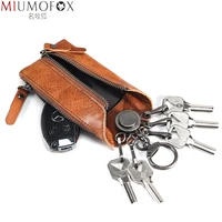 100 genuine leather key wallet vintage men car key holder zipper keys case top quality male man housekeeper keys organizer case