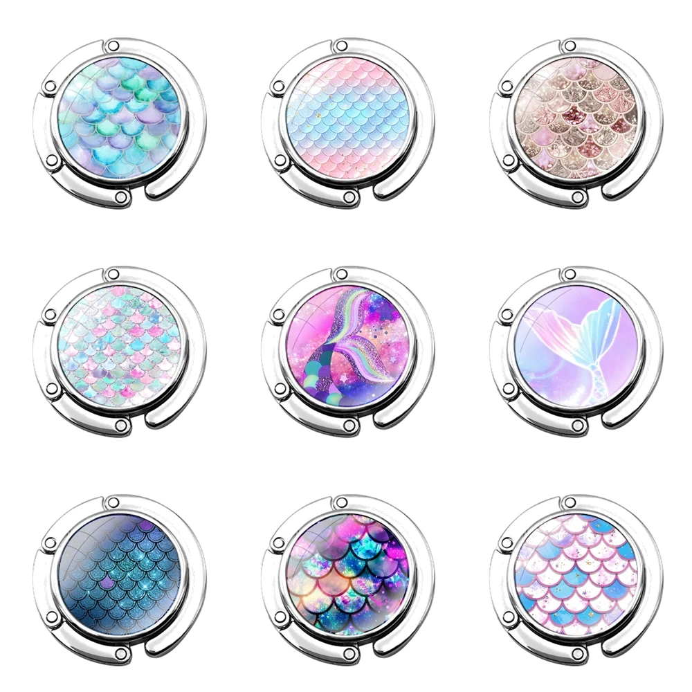 Розовый фиолетовый блестящие весы русалки складной крючок для кошелька женского