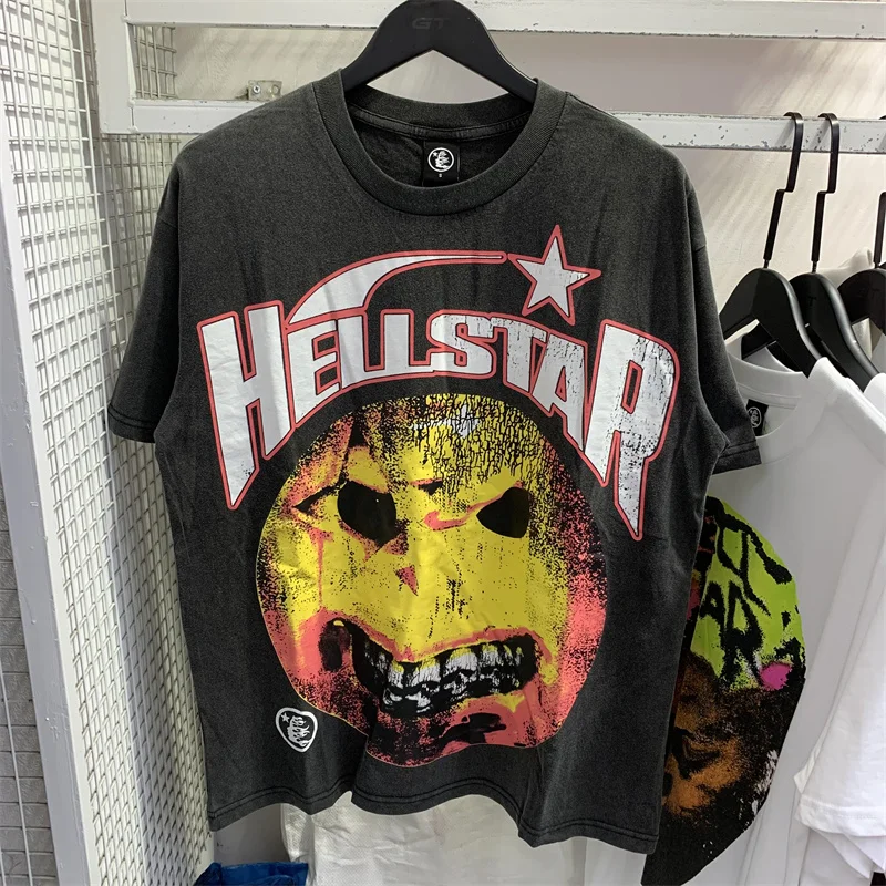 

Summer Washed Hellstar T-shirt Best Quality Vintage Printed Logo Mens Womens Oversized Hellstar Short Sleeve T Shirt With Tags