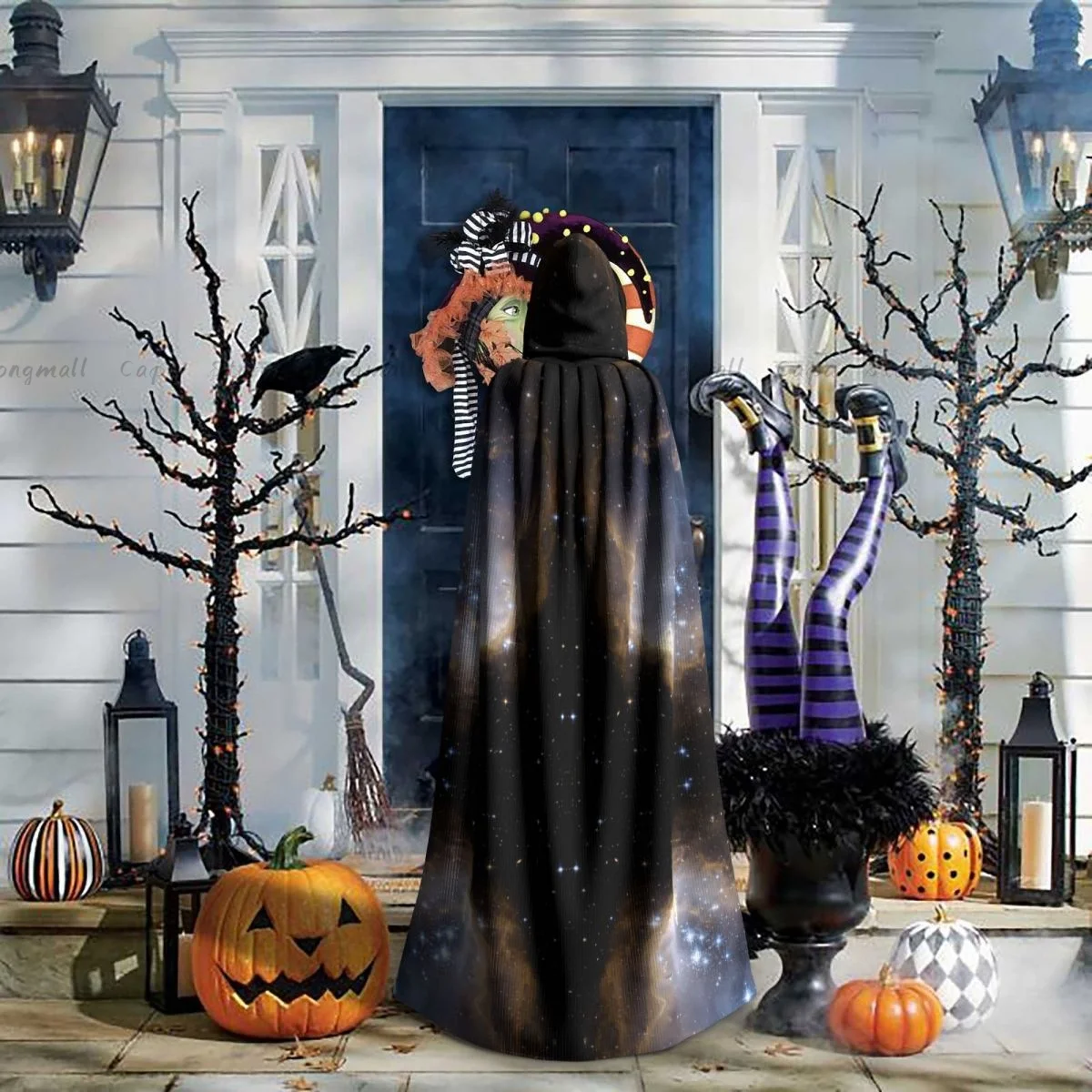 Небо со звездами и туманностью плащ с капюшоном пальто костюм для косплея на