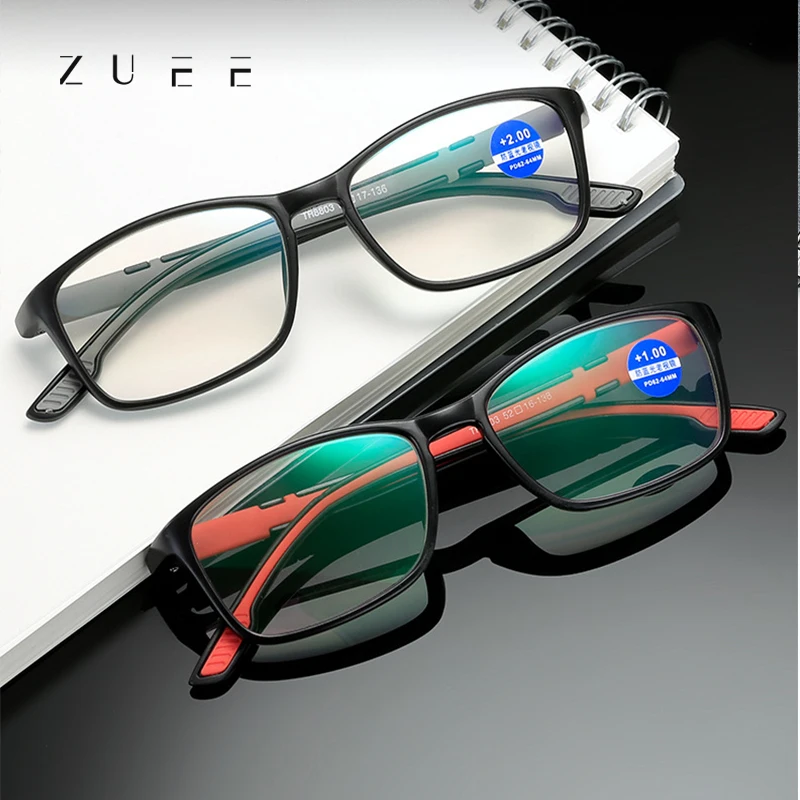 

ZUEE Fashion Retro Bifocal Reading Glasses Ladies Men's Anti-Blu-ray Computer Myopia and Hyperopia Glasses square frame1.0 ~ 4.0