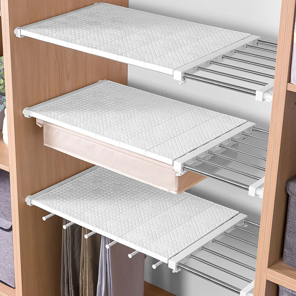 

Shelf Closet Tension Expandable Rod Adjustable Wardrobe Shelves Rack Storage Organizer Separator Dividerdividers Cabinet