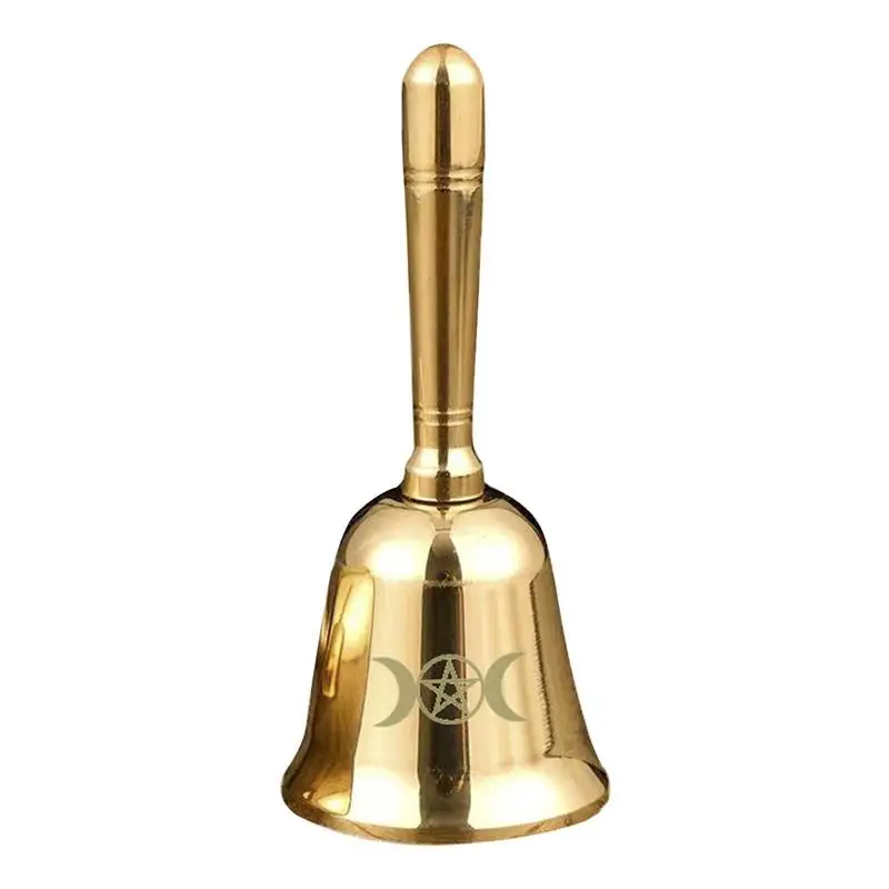 

Prayer Bell Gold Handle Handbells Ringing Bell For Meditation Prayer Pet Feeding Home Decoration Class Beginning Church Praying