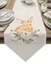 Пасхальная Акварельная хлопковая скатерть в виде кролика, скатерть для свадебной вечеринки, украшение для стола, скатерть для стола
