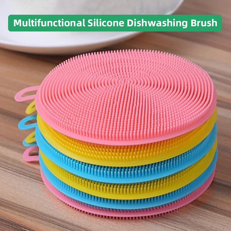 

Obelix Silicone Dish Washing Brush Pot Pan Sponge Scrubber Silicone Scouring Pads Fruits Wash Brushes Kitchen Cleaning Tools