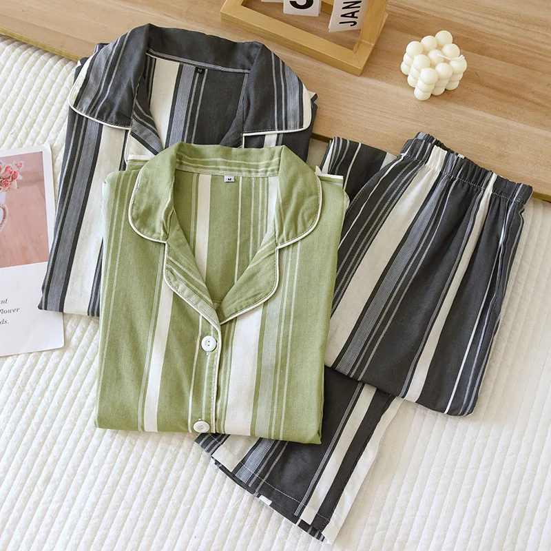 

Couple Man And Woman Pyjamas Long Cardigan Leisure Home Clothing Family Pijamas 2023 Spring Autumn New Sleepwear Suit