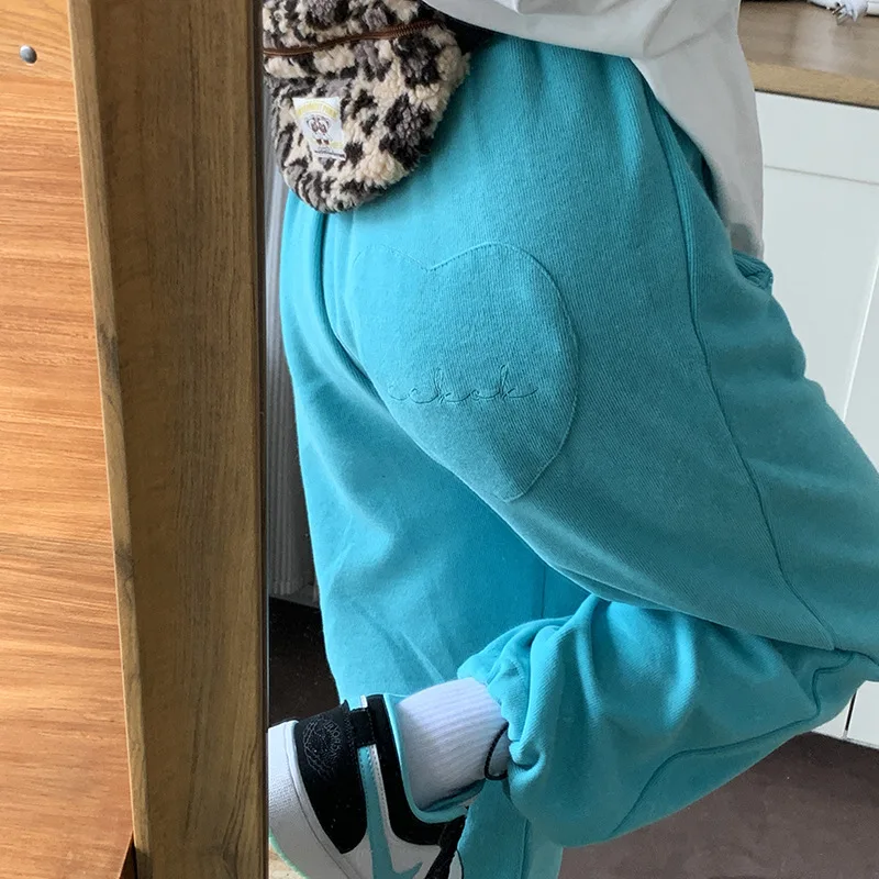 

Large Fashion Plus Fleece Trousers Spring New Women Loose High Waist Straight Leg Leggings Trousers Were Thin Woman Pants
