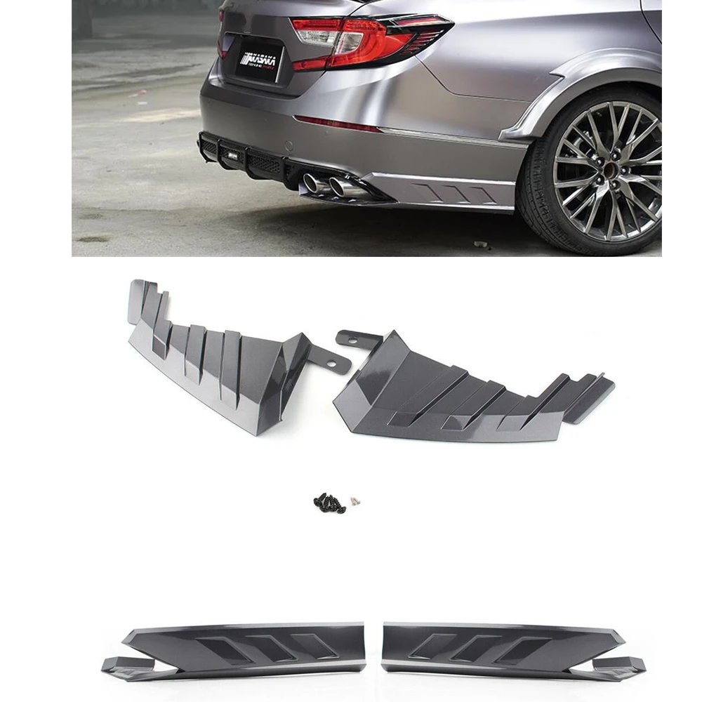AKASAKA Rear Bumper Side Splitter Trim For Honda Accord 10th 2018-2020 Car Exhaust Corner Molding Guard Plate Canard Spoiler Lip