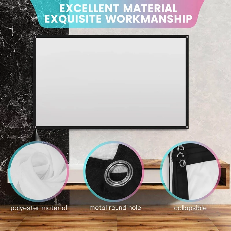 Экран для проектора домашнего кинотеатра HD белый складной