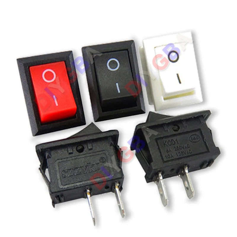 10 шт., световой выключатель 15x21 KCD01, 15*21 мм, 2 контакта