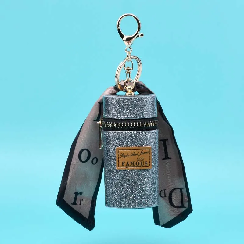 

Кожаные подвески Женские аксессуары цепочка для ключей ведро Изысканная Индивидуальная сумка для хранения помада шелковый шарф цепочка для ключей