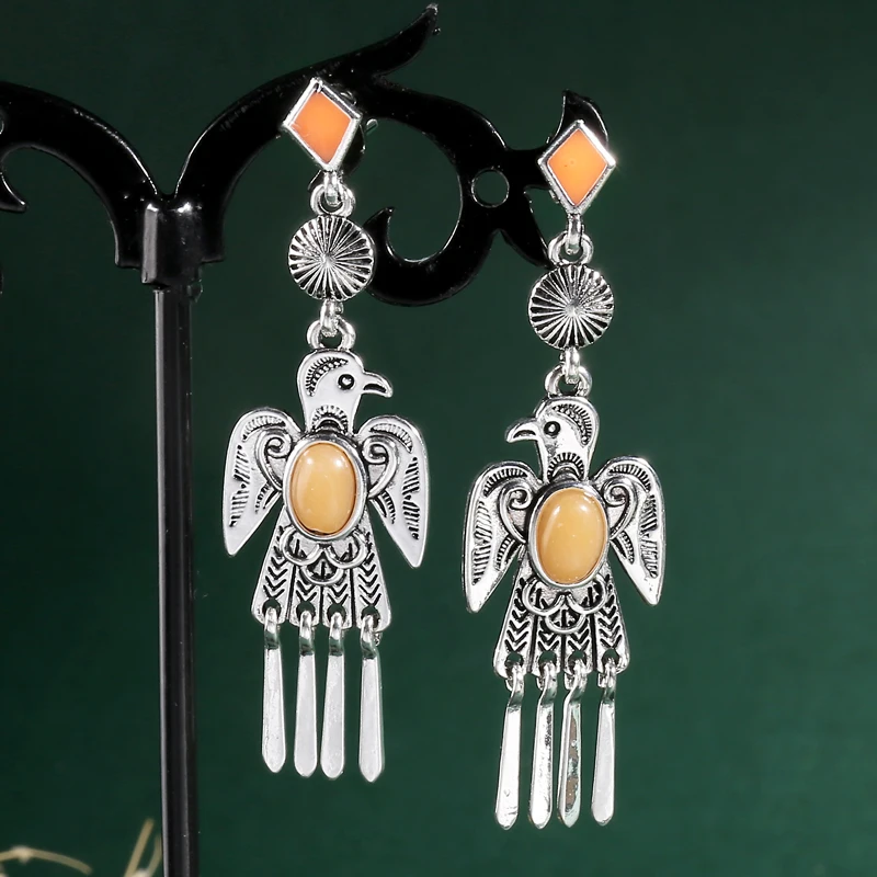 

Retro Indian Tribe Eagle Drop Earrings Gypsy Ethnic Statement For Women Punk Gothic Party Fashion Jewelry Free Shipping