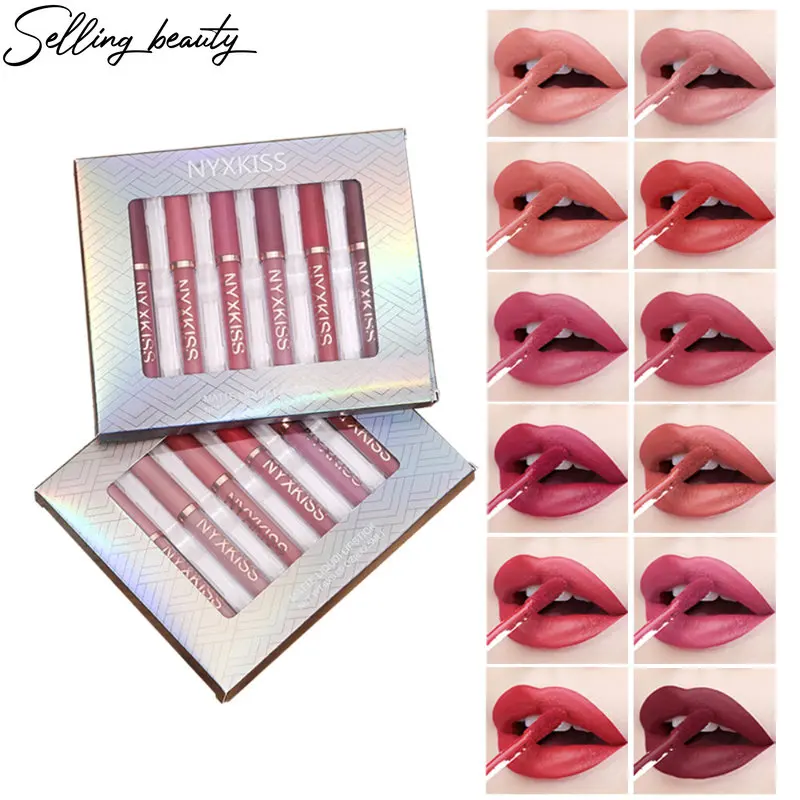 

6pcs/set Liquid Lipstick Matte Lip Gloss Mixed Color Velvet Matte Lip Makeup Women's Lipstick Set Beauty Cosmetics Wholesale