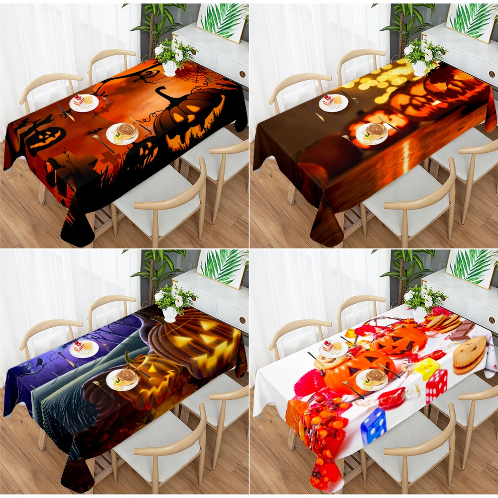 

2022 New Scary Pumpkin Halloween Tablecloths Birthday Party Wedding Decoration Dining Table Coffee Tablecloths скатерть на стол