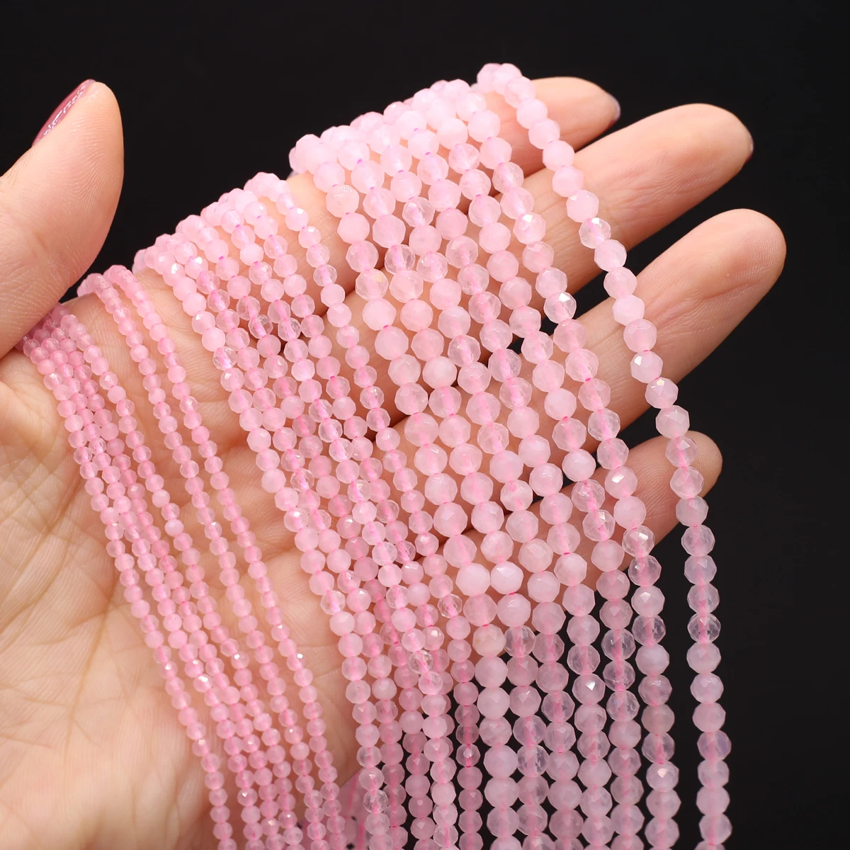 2/3/4 мм хрустальные бусины из натурального камня круглые граненые розового кварца