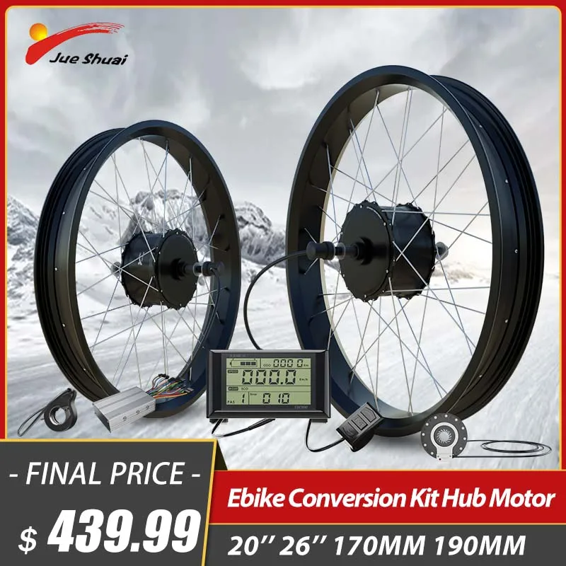 Electric Bike Fat Tire Kit Conversion 26/20'' 48V 1000W Rear