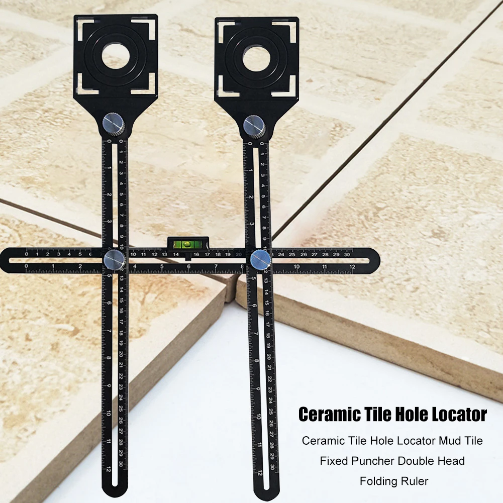 

Multi-Function Masonry Glass Fixed Punch Tile Hole Locator Angle Measuring Ruler Tile Hole Locator Adjustable Tool