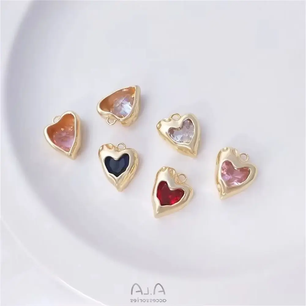 14-каратное золото модный кулон в форме сердца инкрустированный цирконом