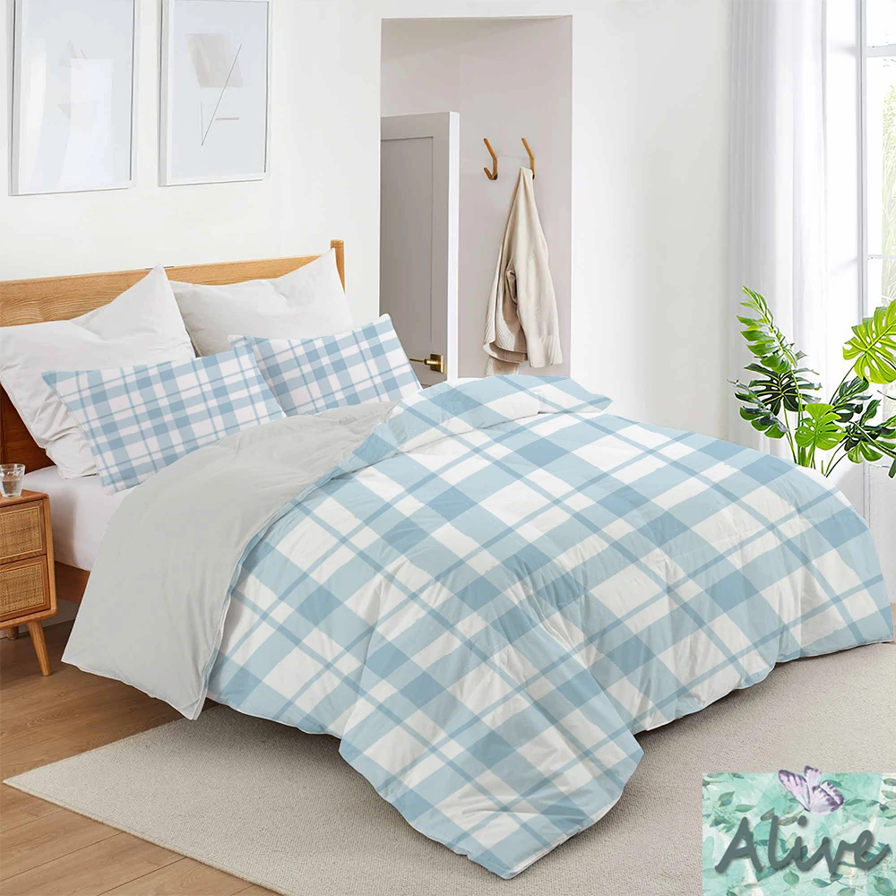 

Kawaii Plaid Bedding Set For Girls Duvet Cover Set With Pillowcase Au Queen Single Full Twin Eu King Size Double Bed Set 240x220