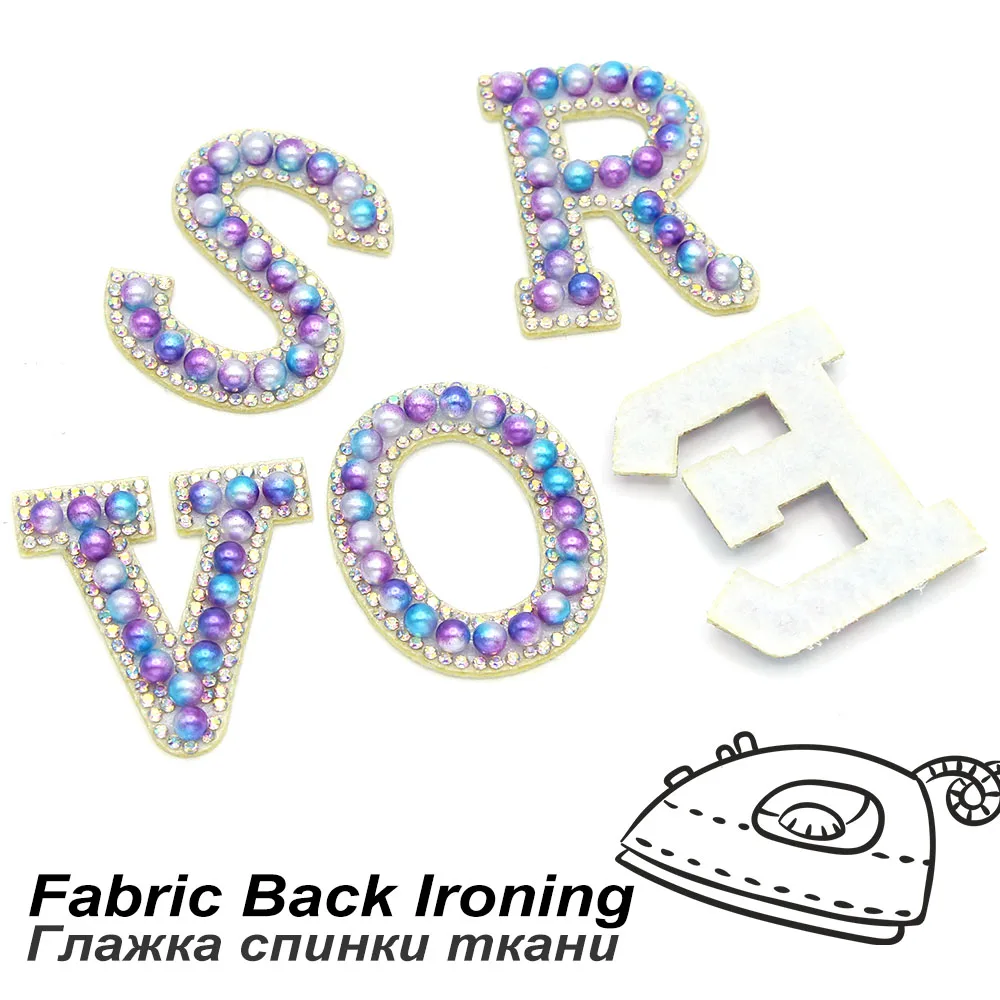 45 мм нашивки с жемчужными буквами для одежды Стразы железная нашивка алфавитом