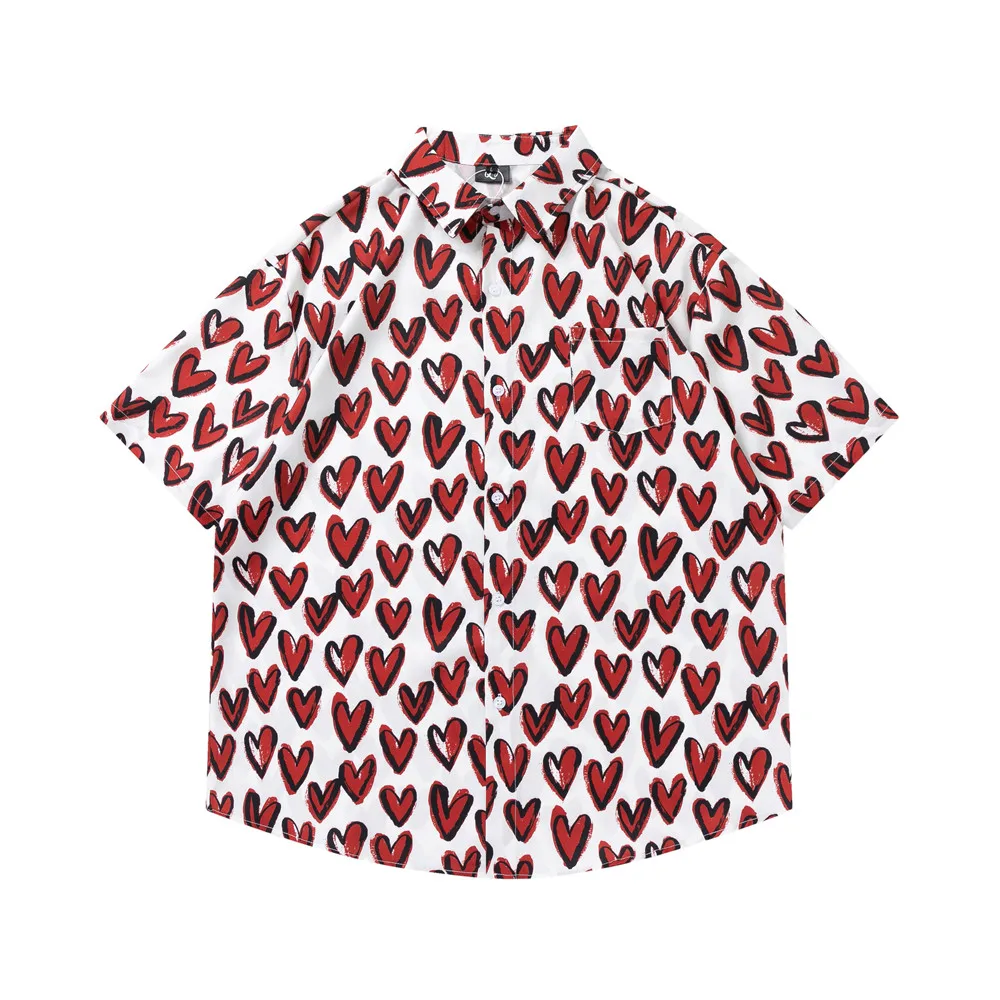 

OSCN7 Casual Printed Short Sleeve Shirt Men Street 2022 Hawaii Beach Oversize Women Fashion Harujuku Shirts for Men D2275