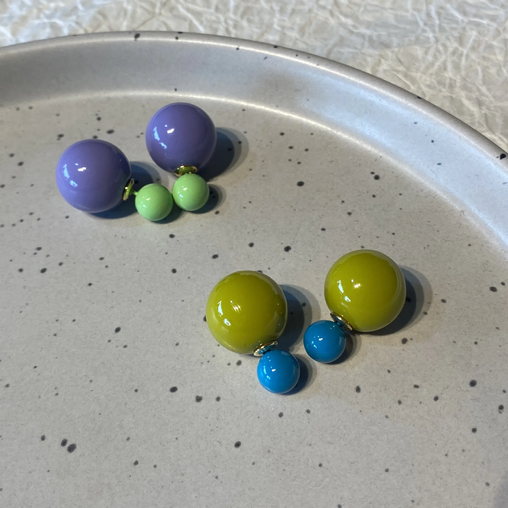 

Fashion Colorful Enamel Round Circle Stud Earrings for Women Big Small Ball Ear Packet Wedding Earrings Party Jewelry