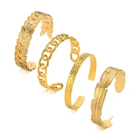 chain cuff bracelet bangle for women stainless steel bracelet gold color dantity simple stackable bracelet adjustable size