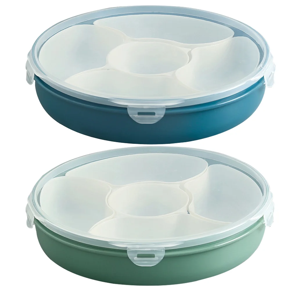 

Fruit Plate Box Serving Tray Candy Snack Container Platter Dried Dry Nut Compartment Storage Divided Appetizerlid Party