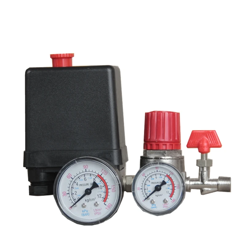 

Air Compressor Pressure Switch Assembly Control 15A 240V/AC Adjustable Air Regulator Valve Compressor Four Holes