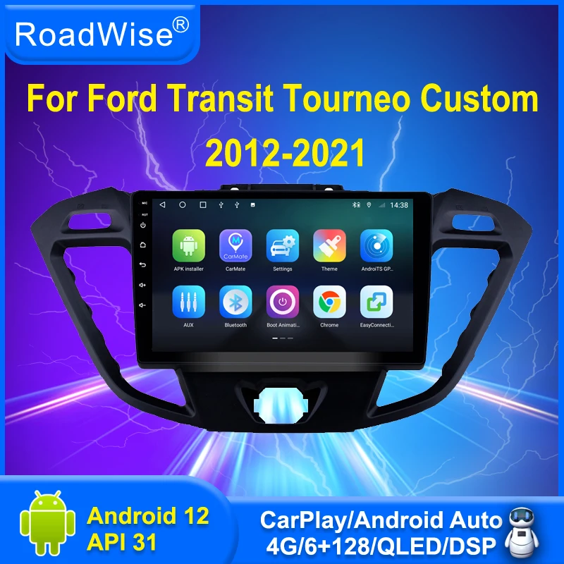 

Roadwise Android 12 Car Radio Multimedia Carplay For Ford Transit Tourneo Custom 2012 - 2019 2020 2021 4G DVD GPS 2din Autoradio